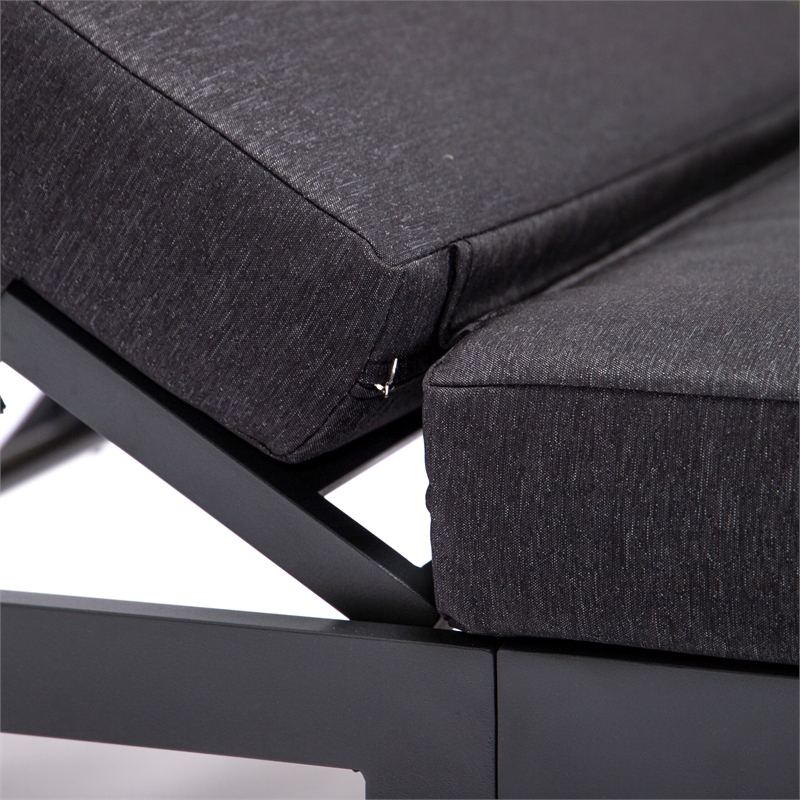 LeisureMod Chelsea Outdoor Chaise Lounge Chair With Black Cushions Set of 2