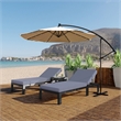 LeisureMod Chelsea Outdoor Chaise Lounge Chair With Blue Cushions Set of 2