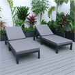 LeisureMod Chelsea Outdoor Chaise Lounge Chair With Blue Cushions Set of 2