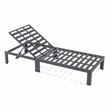 LeisureMod Chelsea Outdoor Chaise Lounge Chair With Blue Cushions Set of 2