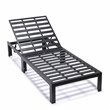 LeisureMod Chelsea Outdoor Chaise Lounge Chair With Blue Cushions Set of 2