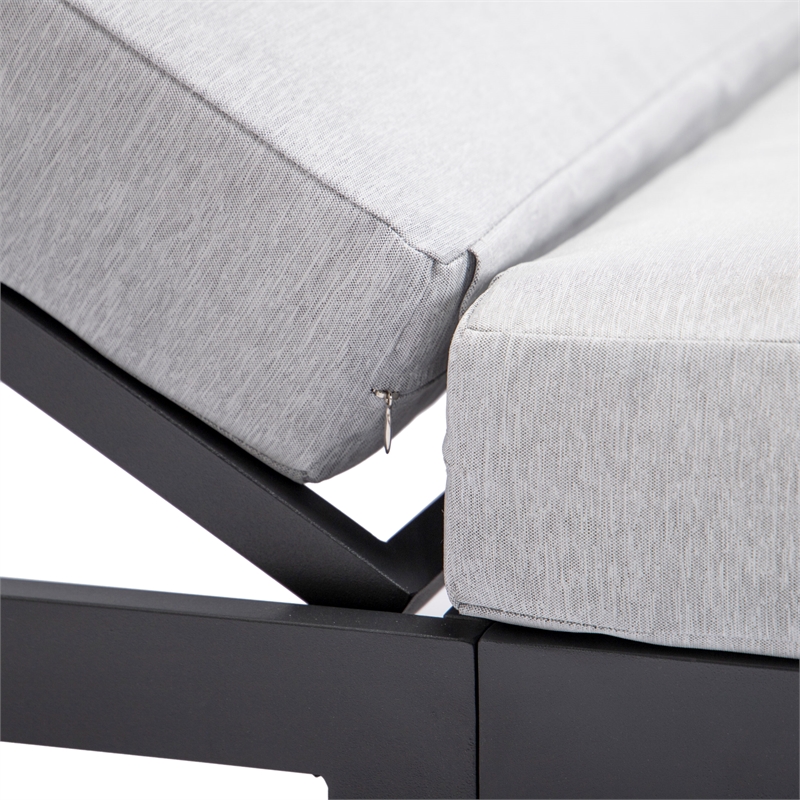 LeisureMod Chelsea Outdoor Chaise Lounge Chair With Light Grey Cushions Set of 2