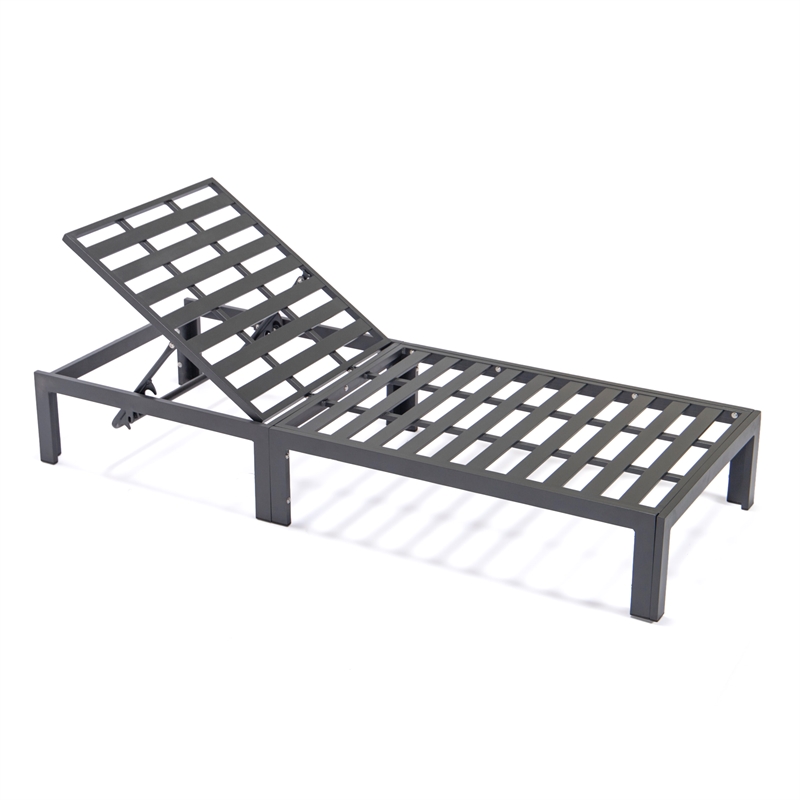 LeisureMod Chelsea Outdoor Chaise Lounge Chair With Light Grey Cushions Set of 2