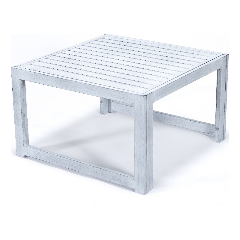 LeisureMod Chelsea Patio Coffee Table With Weathered Grey Aluminum