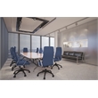 LeisureMod Hilton Modern High Back Leather Conference Office Chair in Navy Blue