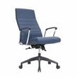 LeisureMod Hilton Modern High Back Leather Conference Office Chair in Navy Blue