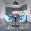 LeisureMod Cresco Modern Gold Eiffel Base Dining Side Chair in Transparent Blue
