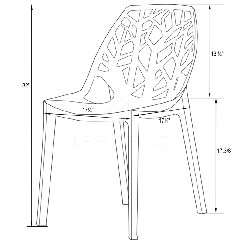LeisureMod Cornelia Modern Plastic Dining Side Chair in Solid Blue