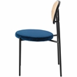 LeisureMod Euston Modern Wicker Dining Chair with Velvet Round Seat in Navy Blue