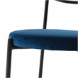 LeisureMod Euston Modern Wicker Dining Chair with Velvet Round Seat in Navy Blue