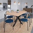 LeisureMod Euston Modern Wicker Dining Chair with Velvet Round Seat in Navy Blue