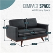 LeisureMod Chester Modern Faux Leather Loveseat With Birch Wood Base Black