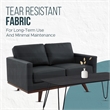 LeisureMod Chester Modern Faux Leather Loveseat With Birch Wood Base Black