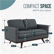 LeisureMod Chester Modern Faux Leather Loveseat With Birch Wood Base Gray