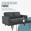 LeisureMod Chester Modern Faux Leather Loveseat With Birch Wood Base Gray