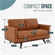 LeisureMod Chester Modern Faux Leather Loveseat With Birch Wood Base Cognac Tan