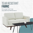 LeisureMod Chester Modern Faux Leather Loveseat With Birch Wood Base White