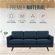 LeisureMod Chester Modern Faux Leather Sofa with Birch Wood Base Navy Blue
