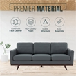 LeisureMod Chester Modern Faux Leather Sofa with Birch Wood Base Gray
