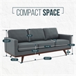 LeisureMod Chester Modern Faux Leather Sofa with Birch Wood Base Gray