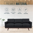 LeisureMod Chester Modern Faux Leather Sofa with Birch Wood Base Black