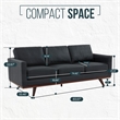 LeisureMod Chester Modern Faux Leather Sofa with Birch Wood Base Black