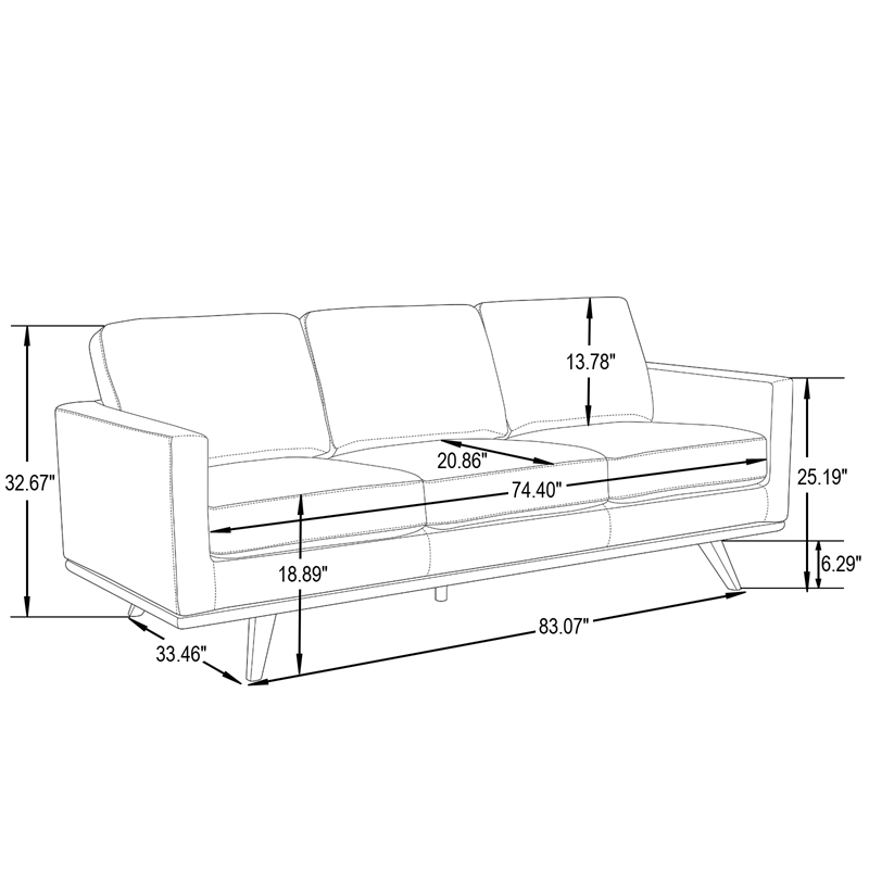 LeisureMod Chester Modern Faux Leather Sofa with Birch Wood Base Black