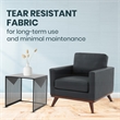 LeisureMod Chester Modern Faux Leather Arm Chair With Birch Wood Base Black