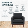 LeisureMod Chester Modern Faux Leather Arm Chair With Birch Wood Base Black