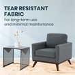 LeisureMod Chester Modern Faux Leather Arm Chair With Birch Wood Base Gray