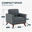 LeisureMod Chester Modern Faux Leather Arm Chair With Birch Wood Base Gray