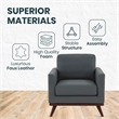 LeisureMod Chester Modern Faux Leather Arm Chair With Birch Wood Base Gray