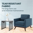 LeisureMod Chester Modern Faux Leather Arm Chair With Birch Wood Base Navy Blue