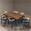 LeisureMod Ervilla Dining Chair With Steel Legs and Velvet Seat Navy Blue