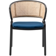 LeisureMod Ervilla Dining Chair With Steel Legs and Velvet Seat Navy Blue