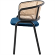 LeisureMod Ervilla Dining Chair With Steel Legs and Velvet Seat Navy Blue