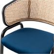 LeisureMod Ervilla Dining Chair With Steel Legs and Velvet Seat Navy Blue