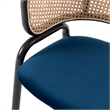 LeisureMod Ervilla Dining Chair With Steel Legs and Velvet Seat Navy Blue