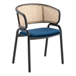 LeisureMod Ervilla Dining Chair With Steel Legs and Velvet Seat Navy Blue