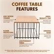 LeisureMod Walden Rectangular Wood Coffee Table Powder Coated Steel Frame Black