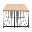 LeisureMod Walden Rectangular Wood Coffee Table Powder Coated Steel Frame Black