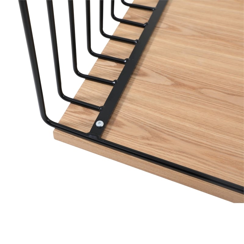 LeisureMod Walden Rectangular Wood Coffee Table Powder Coated Steel Frame Black
