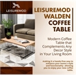 LeisureMod Walden Rectangular Wood Coffee Table Powder Coated Steel Frame Black