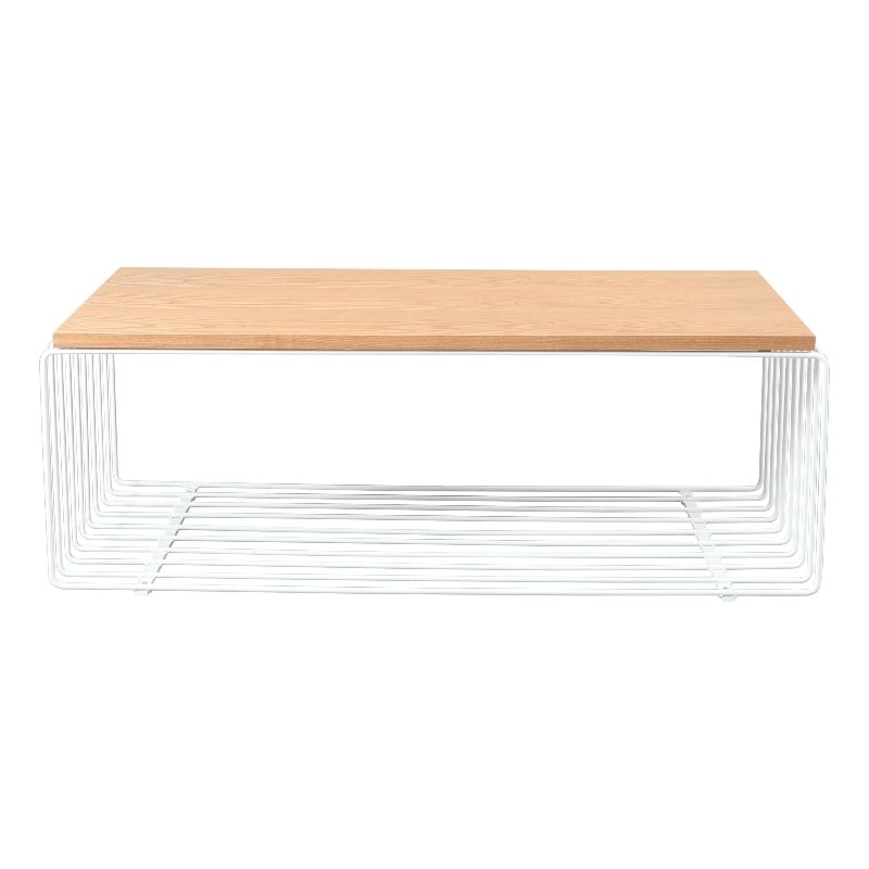 LeisureMod Walden Rectangular Wood Coffee Table Powder Coated Steel Frame White