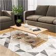 LeisureMod Walden Rectangular Wood Coffee Table Powder Coated Steel Frame Gold