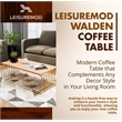 LeisureMod Walden Rectangular Wood Coffee Table Powder Coated Steel Frame Gold