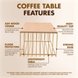 LeisureMod Walden Rectangular Wood Coffee Table Powder Coated Steel Frame Gold