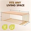 LeisureMod Walden Rectangular Wood Coffee Table Powder Coated Steel Frame Gold