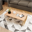 LeisureMod Walden Rectangular Wood Coffee Table Powder Coated Steel Frame Gold