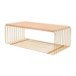 LeisureMod Walden Rectangular Wood Coffee Table Powder Coated Steel Frame Gold